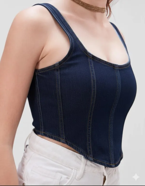 Blue_Premium_Denim_Co-Ord_Set_Top_For_Women