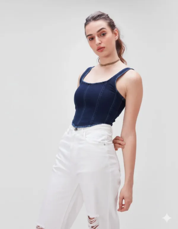 Blue_Premium_Denim_Co-Ord_Set_Top_For_Women