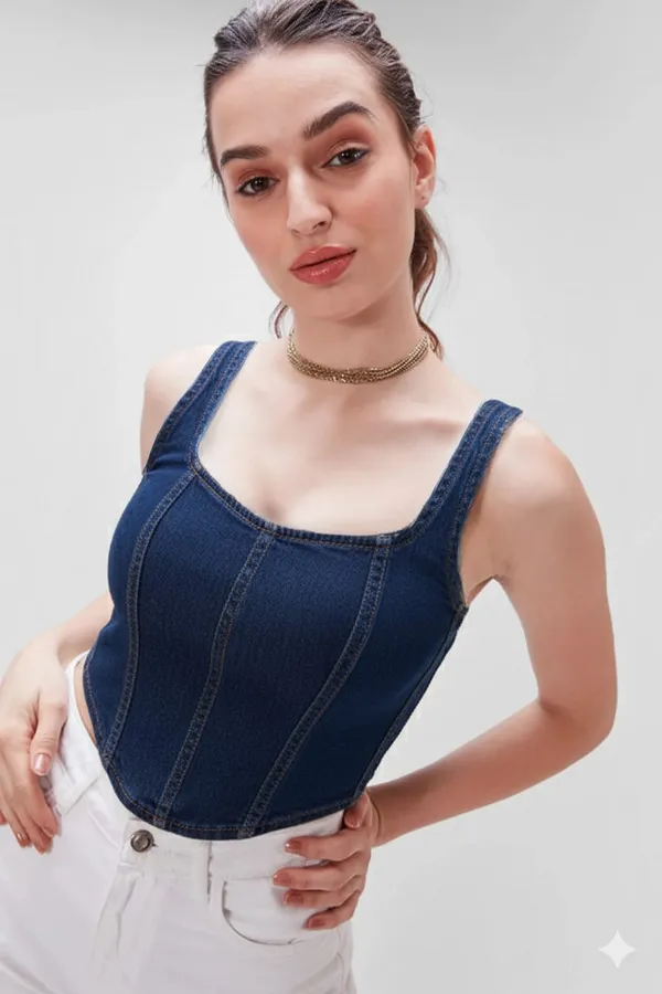 Blue_Premium_Denim_Co-Ord_Set_Top_For_Women