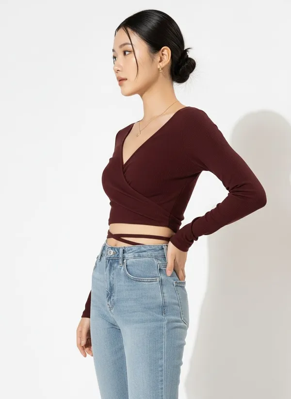 Maroon_Crop_Wrap_Waist_Tie-Up_Top_For_Women
