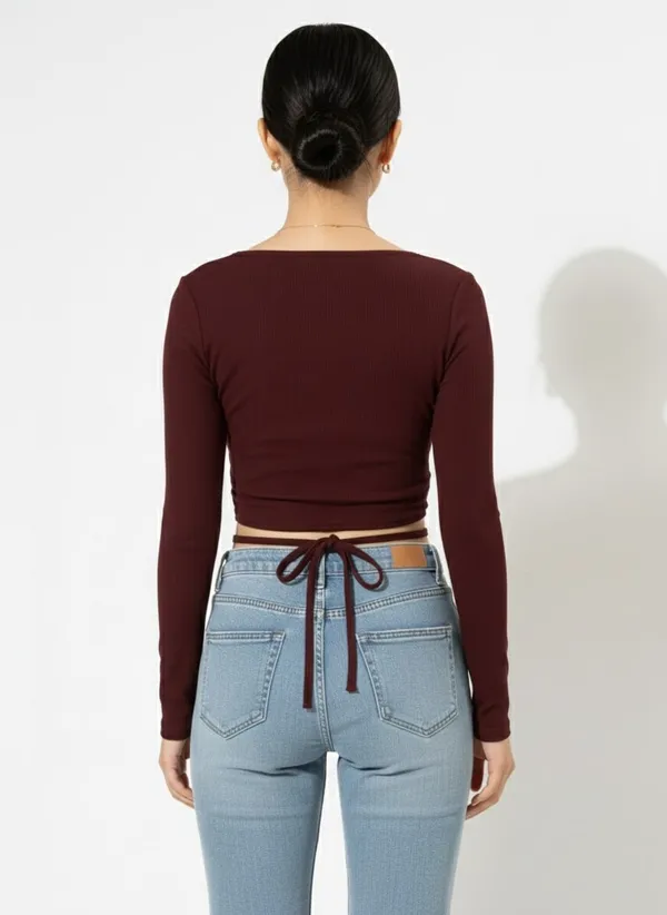 Maroon_Crop_Wrap_Waist_Tie-Up_Top_For_Women
