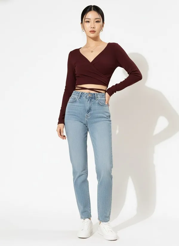 Maroon_Crop_Wrap_Waist_Tie-Up_Top_For_Women