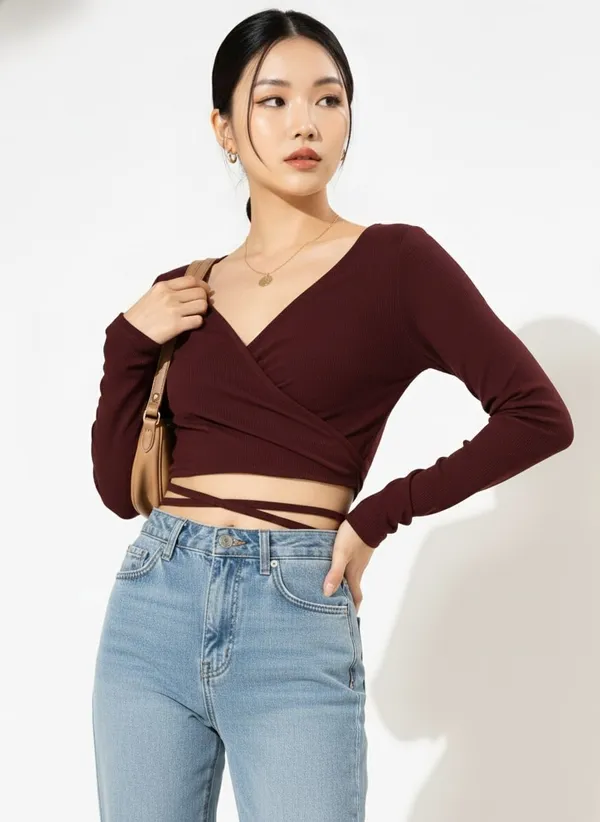 Maroon_Crop_Wrap_Waist_Tie-Up_Top_For_Women
