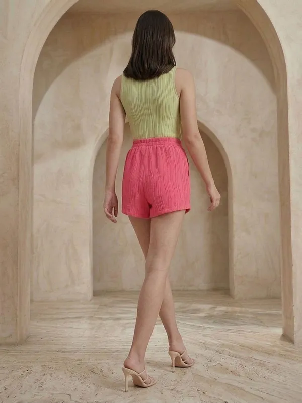 Fuchsia_Textured_Mid_Rise_Shorts_For_Women