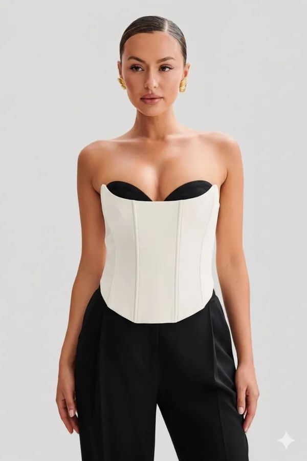 White_Premium_Colorblocked_Top_For_Women
