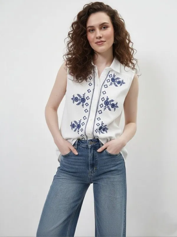 White_Cotton_Embroidered_Bohemian_Shirt