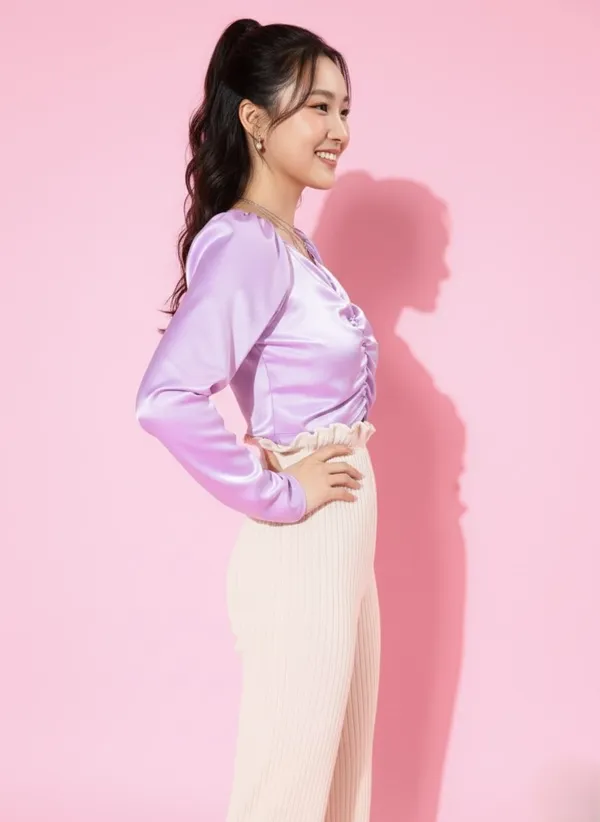 Lavender_Satin_Fitted_Crop_Top_For_Women