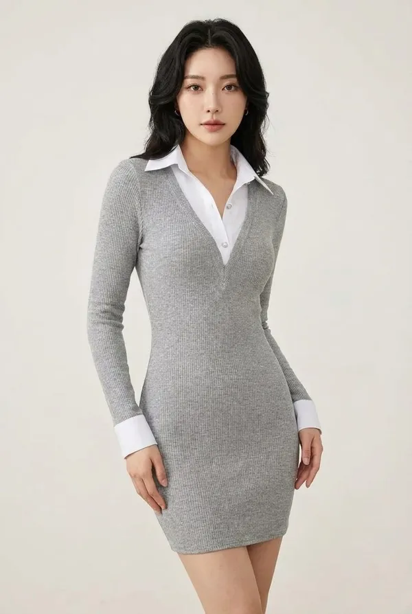Grey_Colorblocked_Bodycon_Dress_For_Women