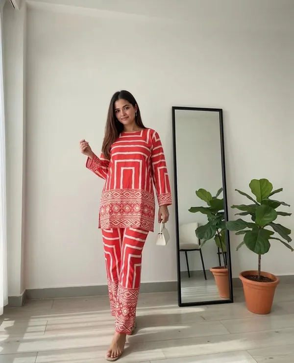 Red_Imported_Rayon_Straight_Kurta_Set_For_Women
