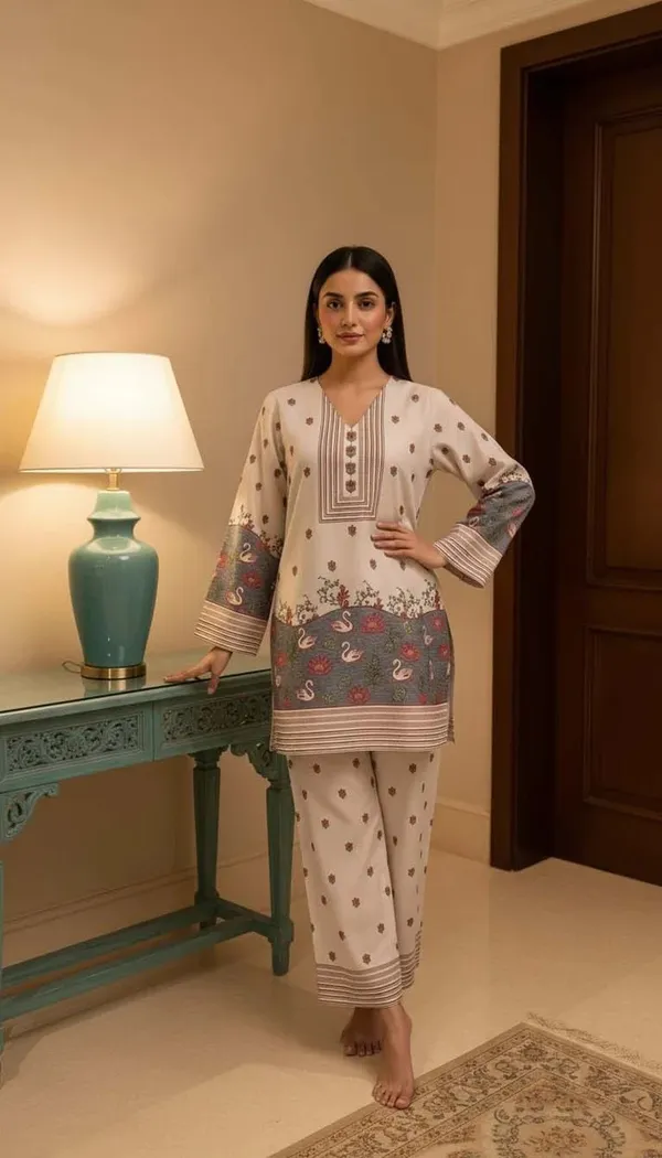 Beige_Turkish_Slub_Straight_Kurta_Set_For_Women