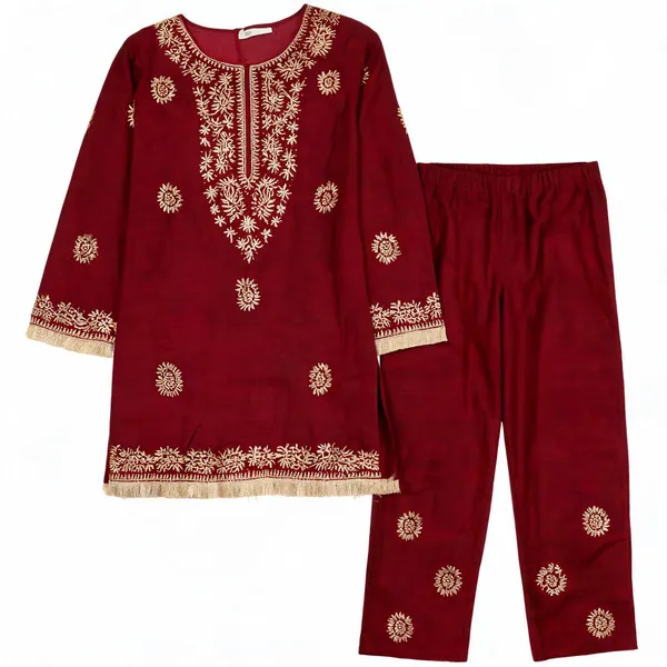 Maroon_Cotton_Straight_Embroidered_Kurta_Set_For_Women