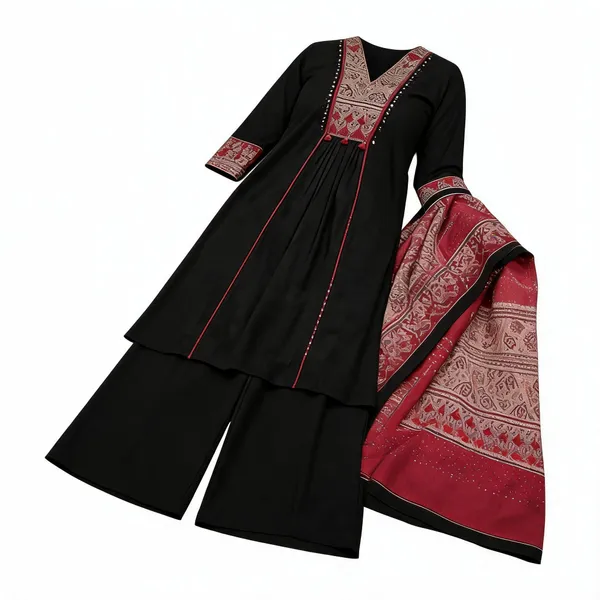 Black_Cotton_Anarkali_Kurta_Set_With_Dupatta_For_Women
