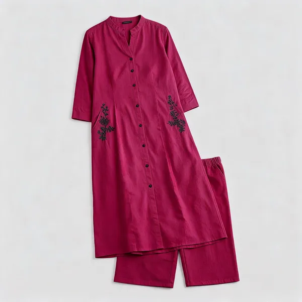 Magenta_Cotton_Straight_Kurta_Set_For_Women