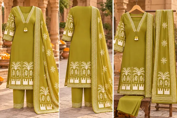 Women’s_Olive_Green_Printed_Kurta_Pant_Dupatta_Set_|_3_Piece_Ethnic_Suit_Set