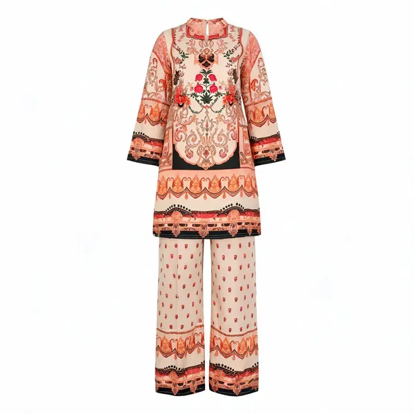 Peach_Japanese_Crepe_Straight_Suit_Set_For_Women
