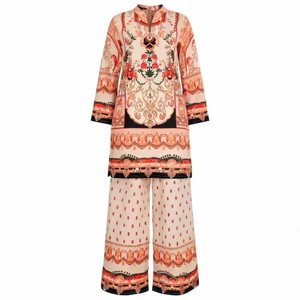 Peach_Japanese_Crepe_Straight_Kurta_Palazzo_Set_For_Women
