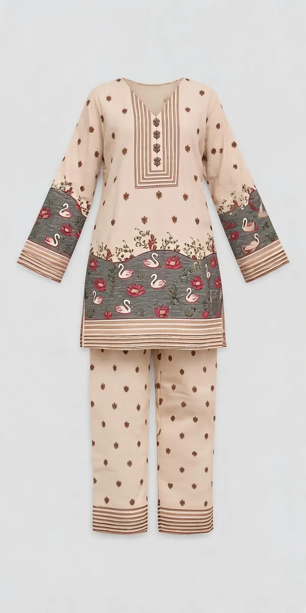 Beige_Turkish_Slub_Straight_Kurta_Set_For_Women
