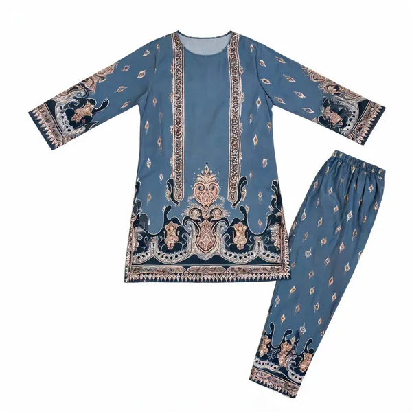Blue_Japanese_Crepe_Straight_Kurta_Pant_Set_For_Women
