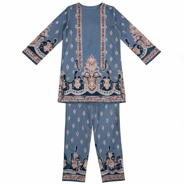 Blue_Japanese_Crepe_Straight_Kurta_Set_For_Women