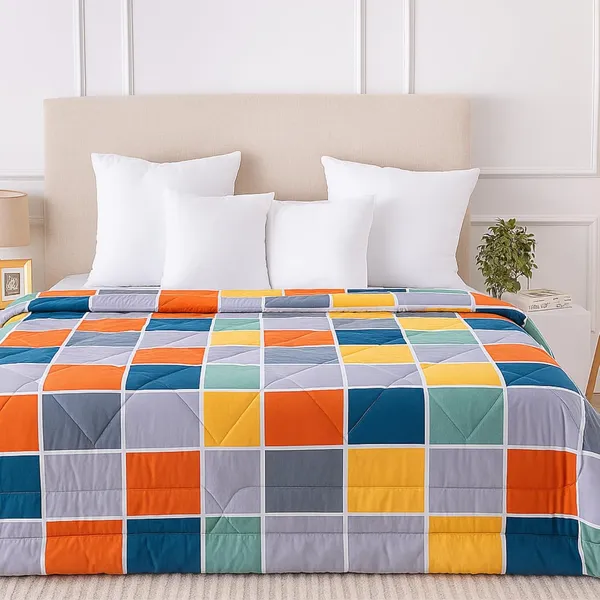 Harmony_Check_Ultra_Soft_Microfiber_Reversible_Double_Bed_AC_Comforter_Set_220_GSM_