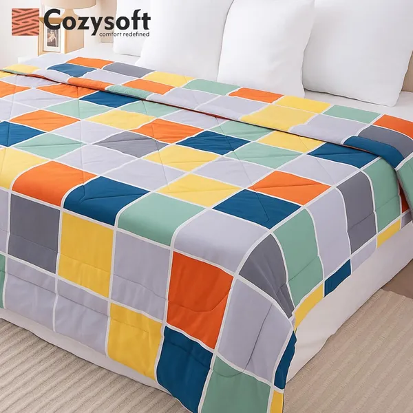 Harmony_Check_Ultra_Soft_Microfiber_Reversible_Double_Bed_AC_Comforter_Set_220_GSM_