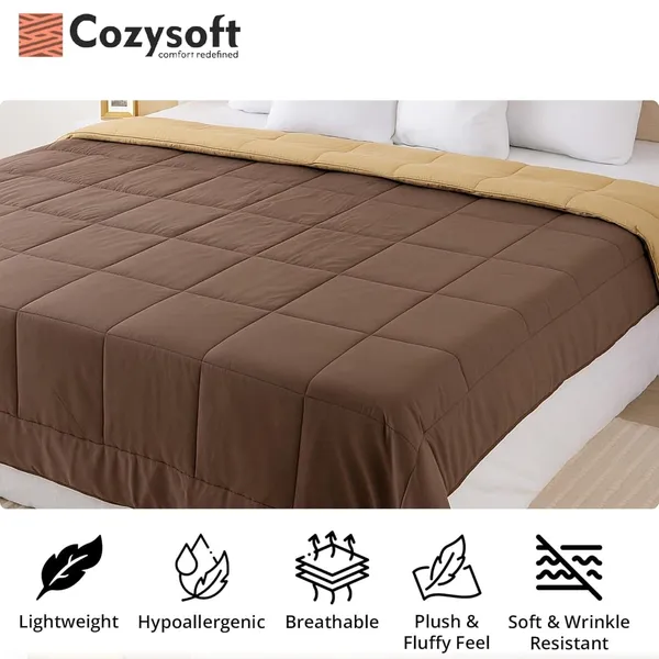 Coffee_&_Camel_Ultra_Soft_Microfiber_Reversible_Double_Bed_AC_Comforter_Set_220_GSM_