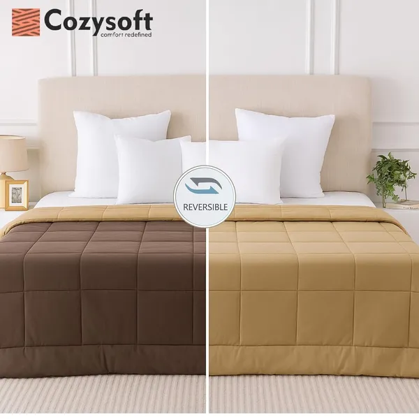 Coffee_&_Camel_Ultra_Soft_Microfiber_Reversible_Double_Bed_AC_Comforter_Set_220_GSM_