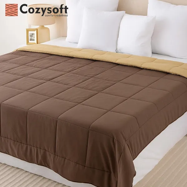 Coffee_&_Camel_Ultra_Soft_Microfiber_Reversible_Double_Bed_AC_Comforter_Set_220_GSM_