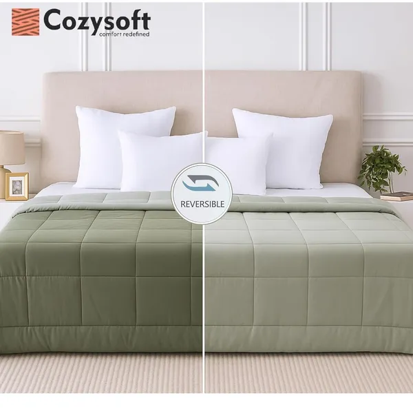 Olive_&_Sage_Green_Ultra_Soft_Microfiber_Reversible_Double_Bed_AC_Comforter_Set_220_GSM_