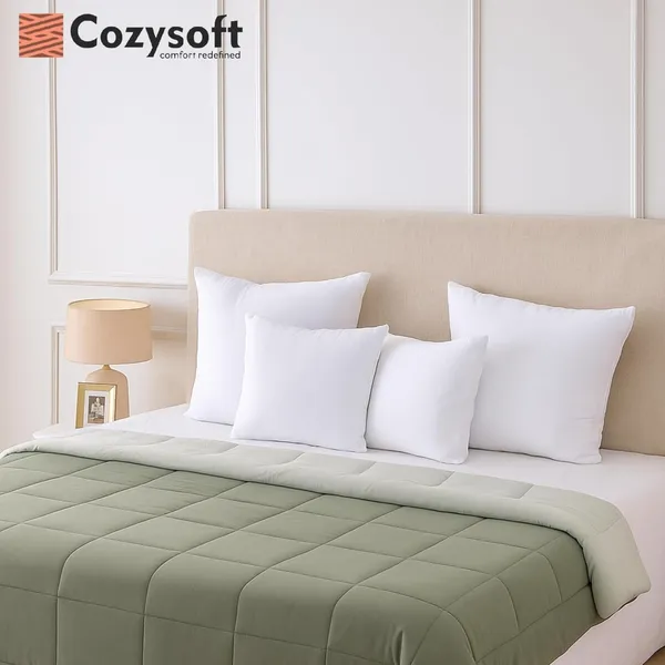 Olive_&_Sage_Green_Ultra_Soft_Microfiber_Reversible_Double_Bed_AC_Comforter_Set_220_GSM_