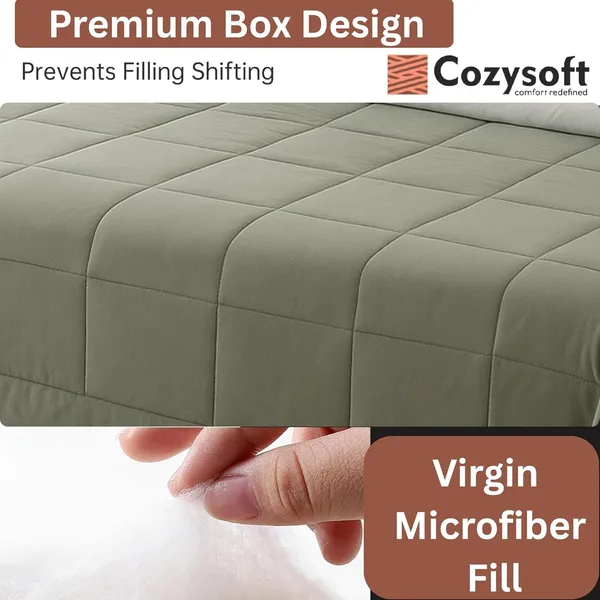 Olive_&_Sage_Green_Ultra_Soft_Microfiber_Reversible_Double_Bed_AC_Comforter_Set_220_GSM_