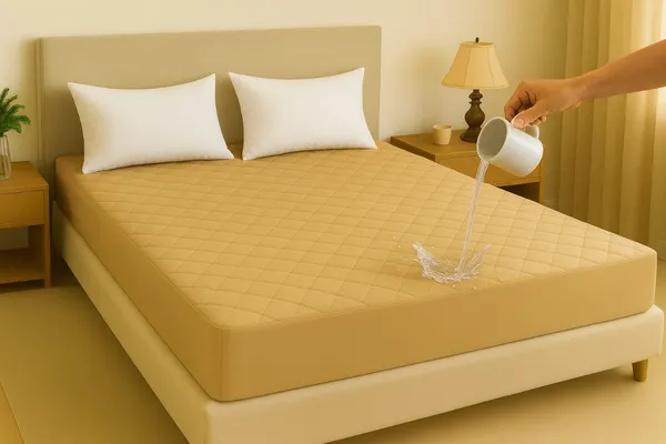 Beige_Ultra_Soft_Waterproof_Fitted_Mattress_Protector_Breathable_Hypoallergenic_Noiseless_