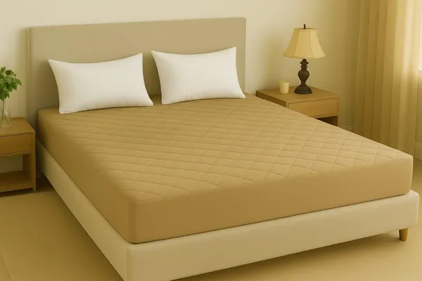 Beige_Ultra_Soft_Waterproof_Fitted_Mattress_Protector_Breathable_Hypoallergenic_Noiseless_