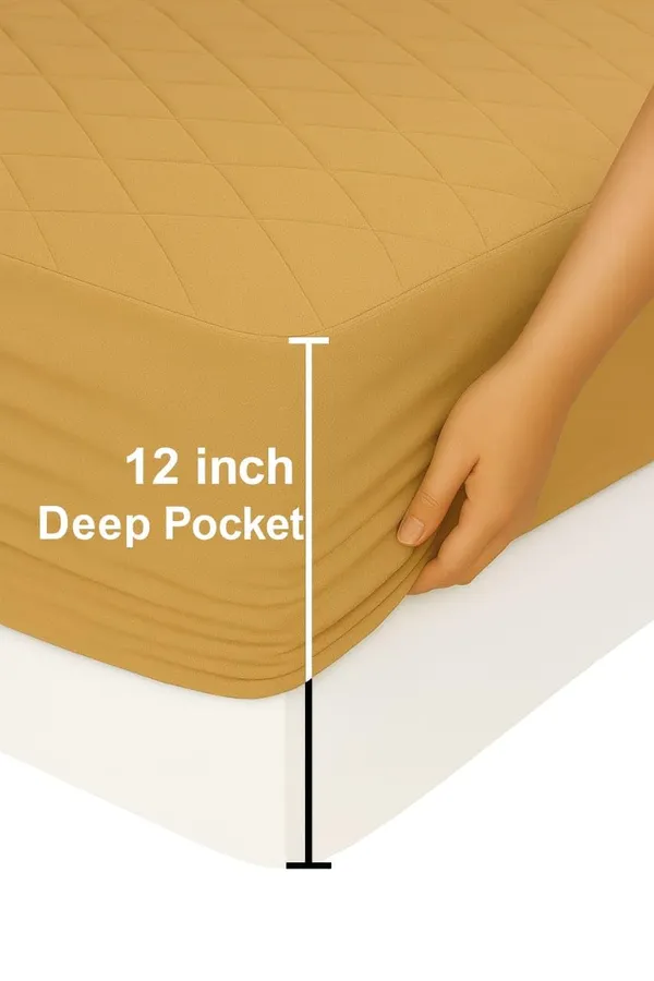 Beige_Ultra_Soft_Waterproof_Fitted_Mattress_Protector_Breathable_Hypoallergenic_Noiseless_