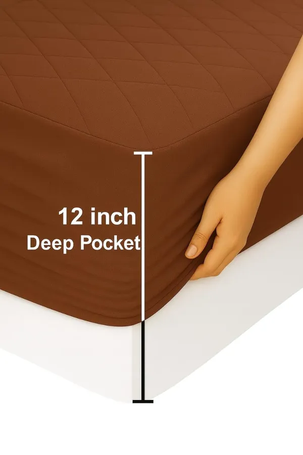 Brown_Ultra_Soft_Waterproof_Fitted_Mattress_Protector_Breathable_Hypoallergenic_Noiseless_