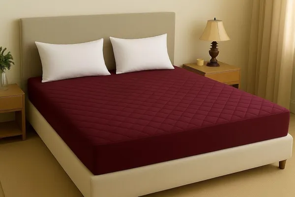 Maroon_Cotton_Quilted_Waterproof_Mattress_Protector_Breathable_Hypoallergenic_Noiseless_Ultra_Soft_Fitted_Mattress_Topper