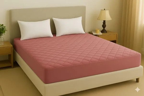 Pink_Ultra_Soft_Waterproof_Fitted_Mattress_Protector_Breathable_Hypoallergenic_Noiseless_