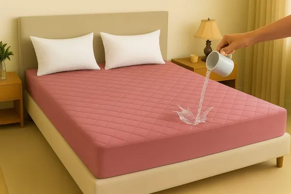 Pink_Ultra_Soft_Waterproof_Fitted_Mattress_Protector_Breathable_Hypoallergenic_Noiseless_