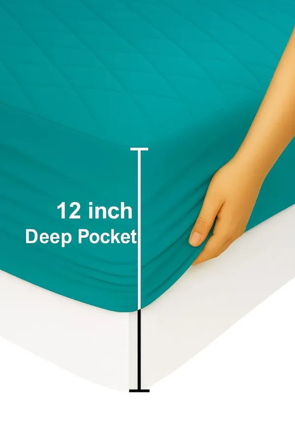 Teal_Blue_Ultra_Soft_Waterproof_Fitted_Mattress_Protector_Breathable_Hypoallergenic_Noiseless_