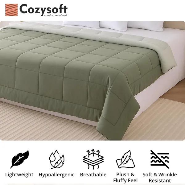 Olive_&_Sage_Green_Ultra_Soft_Microfiber_Single_Bed_Reversible_AC_Comforter_Set_220_GSM
