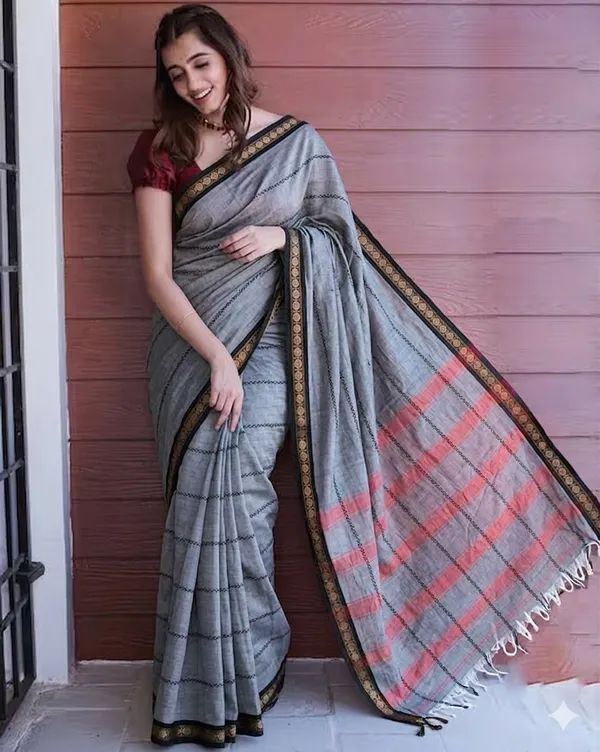 Small_Border_Narayanpet_Handloom_Cotton_Saree_for_Women_–_Traditional_Lightweight_Cotton_Sari_–_6.20_m_with_Blouse_Piece
