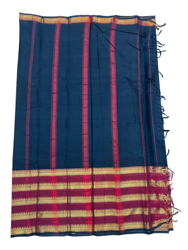 Black_Temple_Pure_Narayanpet_100%_Cotton_Saree_For_Women