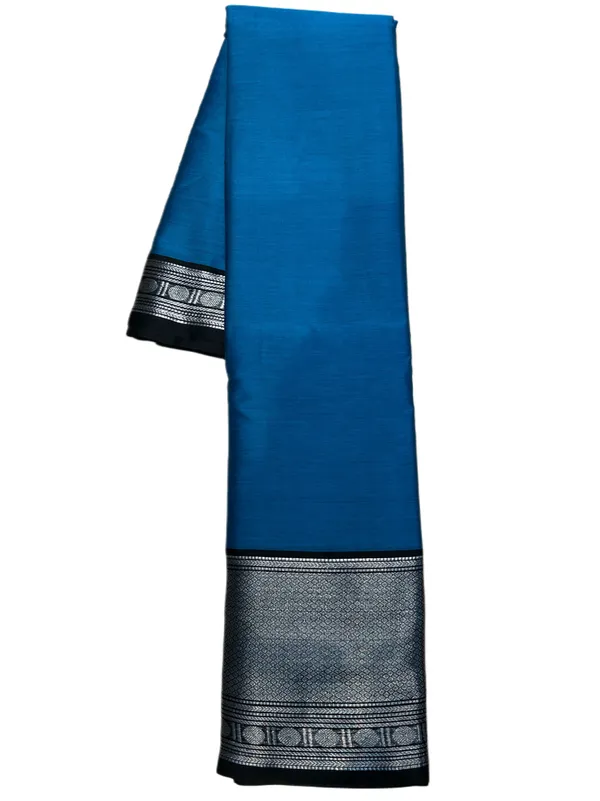 Blue_Narayanpet_Pure_Cotton_Saree_with_Silver_Zari_Border_|_Handloom_Traditional_Saree_for_Women_|_Soft_Cotton_|_6.2m_with_Blouse