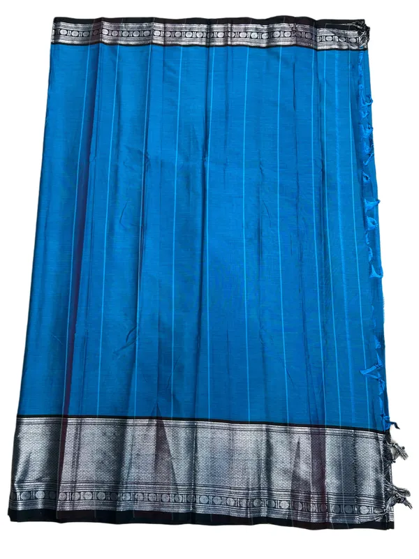 Blue_Narayanpet_Pure_Cotton_Saree_with_Silver_Zari_Border_|_Handloom_Traditional_Saree_for_Women_|_Soft_Cotton_|_6.2m_with_Blouse