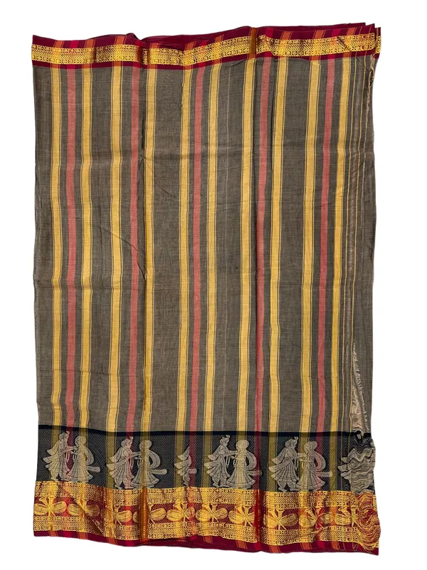 Brown_100%_Cotton_Sona_Chandi_Border_Saree_For_Women