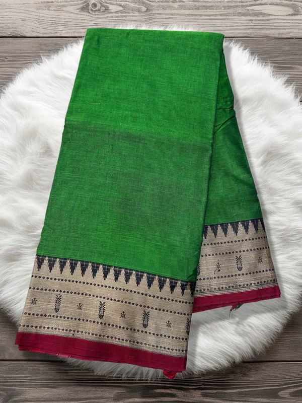 Mehendi_Cotton_Fish_Border_Naraynpets_Saree_For_Women