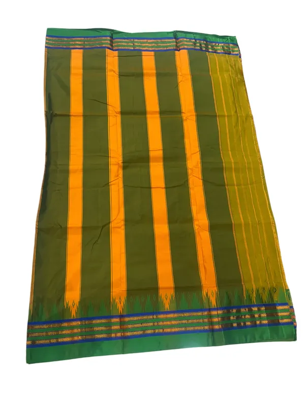Mehendi_Cotton_Mini_Temple_Border_Saree_For_Women