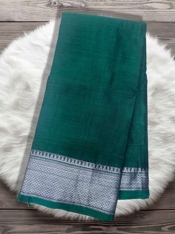 Green_100%_Cotton_Silver_Saree_For_Women