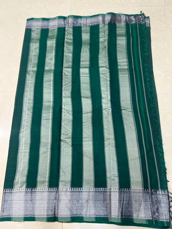 Green_100%_Cotton_Silver_Saree_For_Women