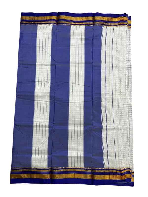 White_&_Blue_Cotton_Star_Plus_Design_Saree_For_Women